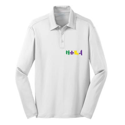 Nola Mardi Gras Jester New Orleans Louisiana Carnival Gift Silk Touch Performance Long Sleeve Polo