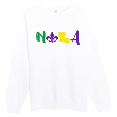 Nola Mardi Gras Jester New Orleans Louisiana Carnival Gift Premium Crewneck Sweatshirt