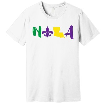 Nola Mardi Gras Jester New Orleans Louisiana Carnival Gift Premium T-Shirt