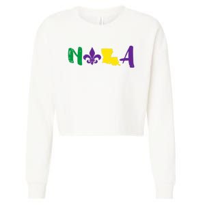 Nola Mardi Gras Jester New Orleans Louisiana Carnival Gift Cropped Pullover Crew