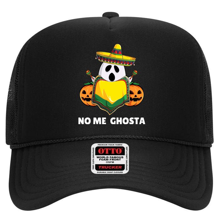 No Me Ghosta Gusta Funny Mexican Halloween Ghost Boo High Crown Mesh Back Trucker Hat