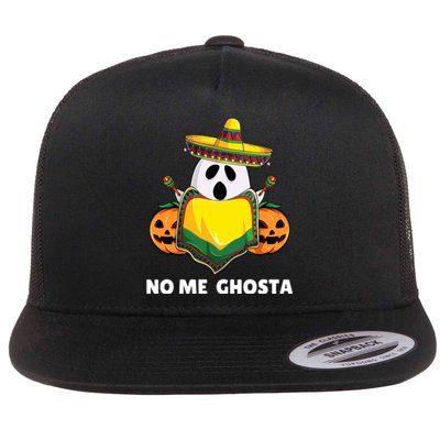 No Me Ghosta Gusta Funny Mexican Halloween Ghost Boo Flat Bill Trucker Hat