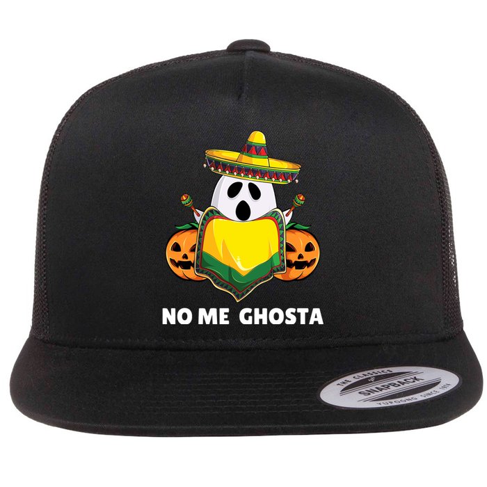 No Me Ghosta Gusta Funny Mexican Halloween Ghost Boo Flat Bill Trucker Hat