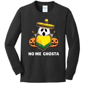 No Me Ghosta Gusta Funny Mexican Halloween Ghost Boo Kids Long Sleeve Shirt