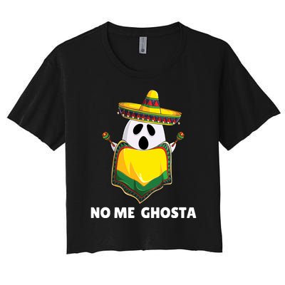 No Me Ghosta Gusta Funny Mexican Halloween Ghost Boo Women's Crop Top Tee