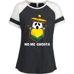 No Me Ghosta Gusta Funny Mexican Halloween Ghost Boo Enza Ladies Jersey Colorblock Tee