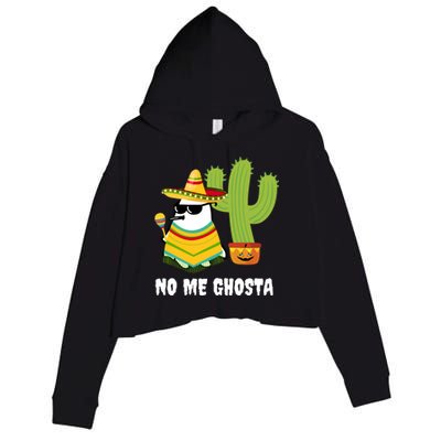 No Me Ghosta Gusta Funny Mexican Halloween Ghost Boo Crop Fleece Hoodie