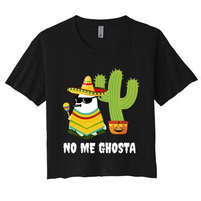 No Me Ghosta Gusta Funny Mexican Halloween Ghost Boo Women's Crop Top Tee