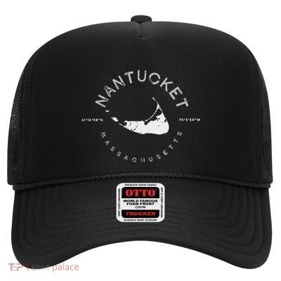 Nantucket Massachusetts Graphic High Crown Mesh Back Trucker Hat