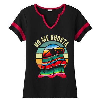 No Me Ghosta Funny Mexican Halloween Cute Ghost Vintage Ladies Halftime Notch Neck Tee