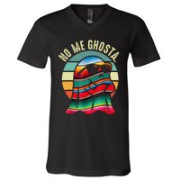 No Me Ghosta Funny Mexican Halloween Cute Ghost Vintage V-Neck T-Shirt