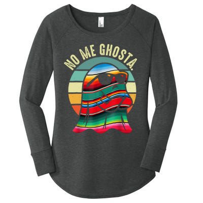 No Me Ghosta Funny Mexican Halloween Cute Ghost Vintage Women's Perfect Tri Tunic Long Sleeve Shirt