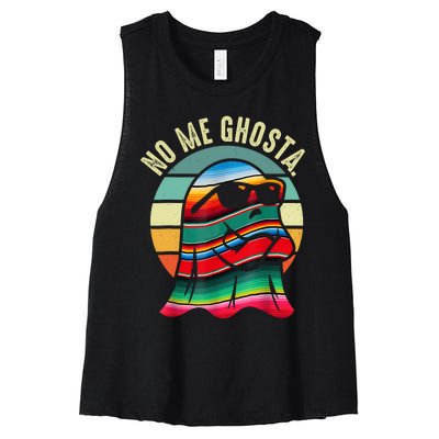 No Me Ghosta Funny Mexican Halloween Cute Ghost Vintage Women's Racerback Cropped Tank