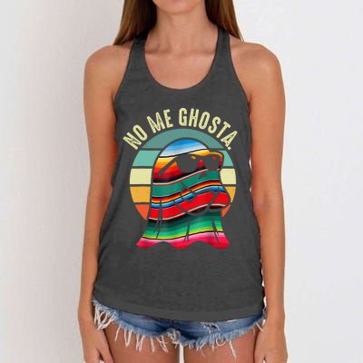 No Me Ghosta Funny Mexican Halloween Cute Ghost Vintage Women's Knotted Racerback Tank