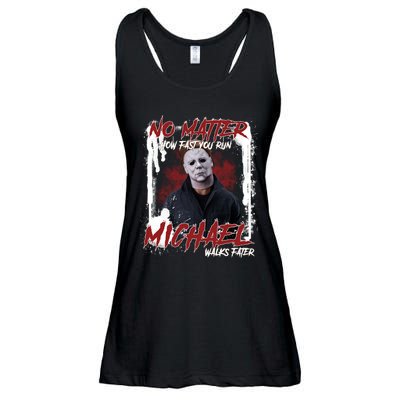 No Matter How Fast You Run Michael Walks Faster Horror Character Halloween Ladies Essential Flowy Tank