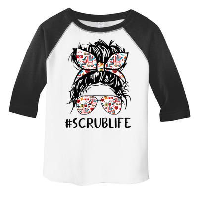 Nursing Messy Hair Woman Bun Stethoscope Scrub Life Nurse Toddler Fine Jersey T-Shirt