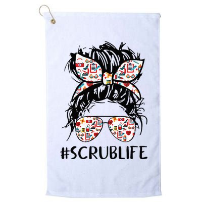 Nursing Messy Hair Woman Bun Stethoscope Scrub Life Nurse Golf Towel