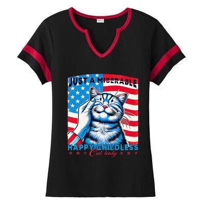 Not Miserable Happy Childless Cat Lady For Pet Owner Women Ladies Halftime Notch Neck Tee