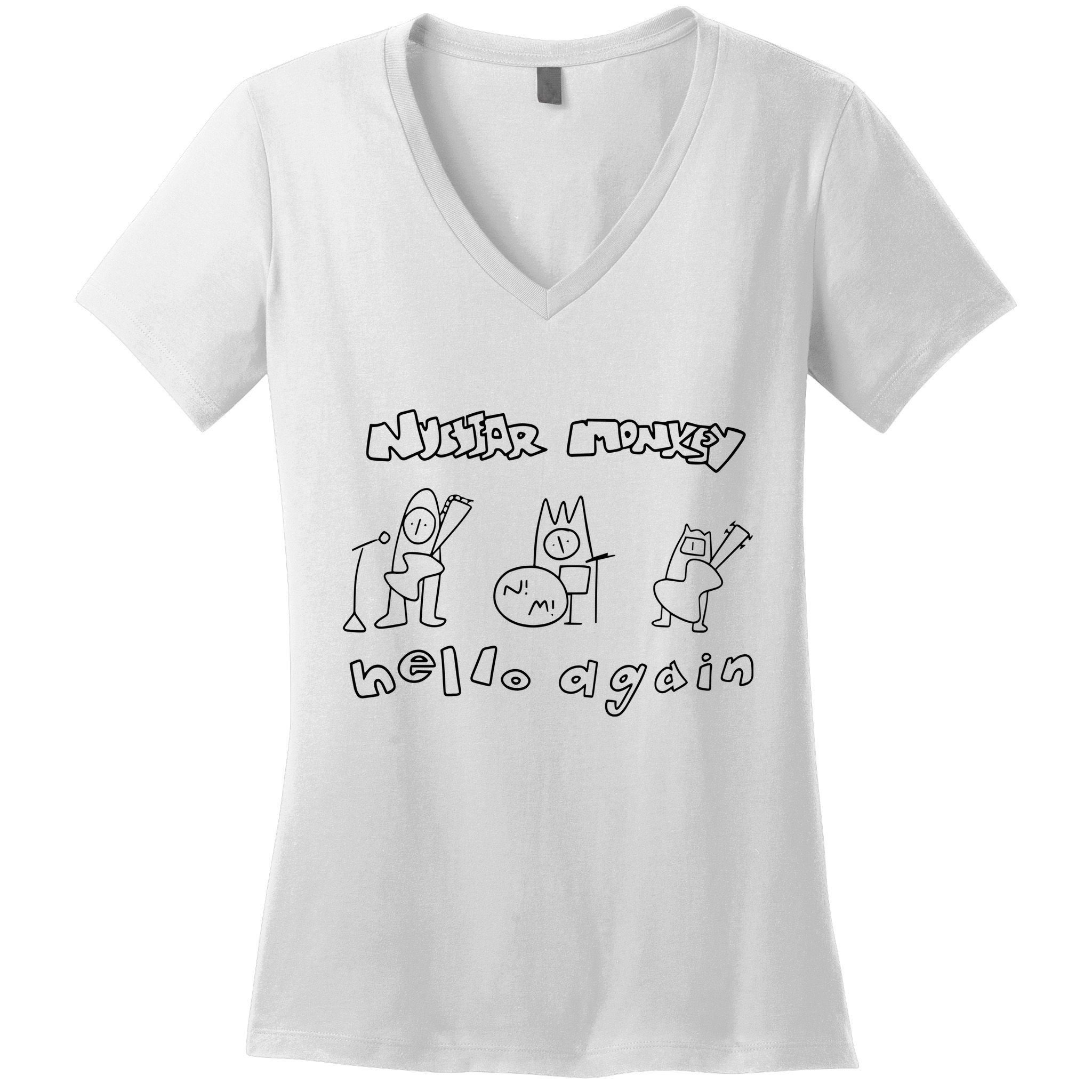 Nuclear Monkey Hello Again Women's V-Neck T-Shirt