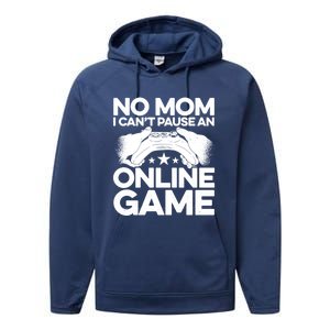 No Mom I Cant Pause An Online Game Video Gamer Geek Pc Nerd Gift Performance Fleece Hoodie