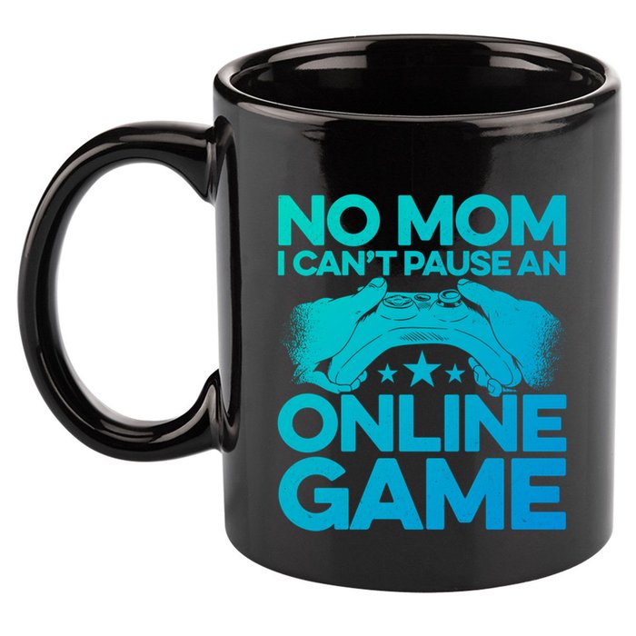 No Mom I Cant Pause An Online Game Video Gamer Geek Pc Nerd Gift 11oz C Handle Ceramic Mug