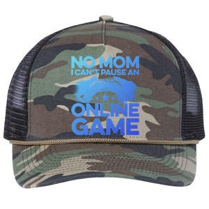 No Mom I Cant Pause An Online Game Video Gamer Geek Pc Nerd Gift Retro Rope Trucker Hat Cap