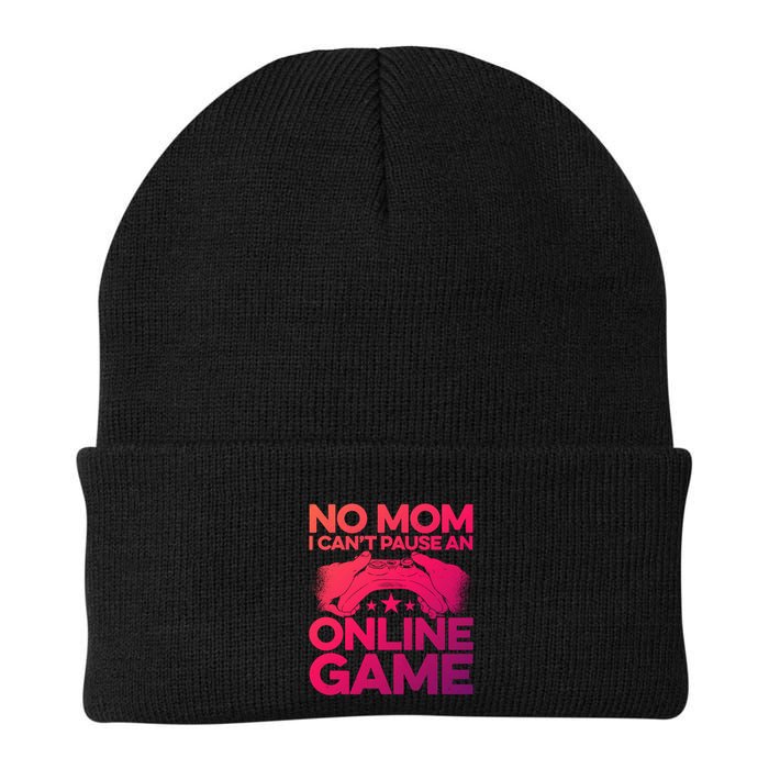 No Mom I Cant Pause An Online Game Video Gamer Geek Pc Nerd Gift Beanie