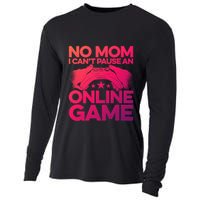 No Mom I Cant Pause An Online Game Video Gamer Geek Pc Nerd Gift Cooling Performance Long Sleeve Crew