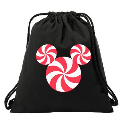 New Mickey Icon Christmas Peppermint Candy Holiday Drawstring Bag