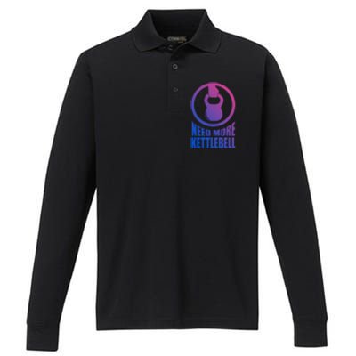 Need More Kettlebell Grab Life By The Bells Gym Workout Cute Gift Performance Long Sleeve Polo