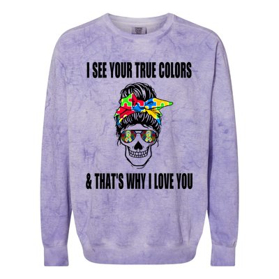 Nn Mother Life Autism Awareness Month Gift For Autism Mom Gift Colorblast Crewneck Sweatshirt