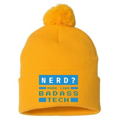 Nerd More Like Badass Tech Pom Pom 12in Knit Beanie