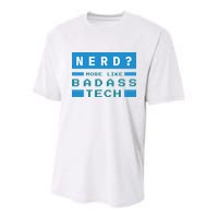 Nerd More Like Badass Tech Youth Performance Sprint T-Shirt