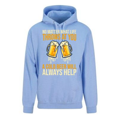 No Matter Life Throws At You A Cold Beer Will Always Helps Cool Gift Unisex Surf Hoodie