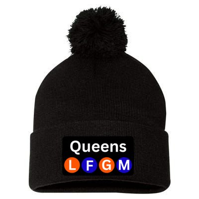 Ny Mets Lfgm Queens Pom Pom 12in Knit Beanie