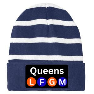 Ny Mets Lfgm Queens Striped Beanie with Solid Band