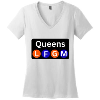 Ny Mets Lfgm Queens Women's V-Neck T-Shirt