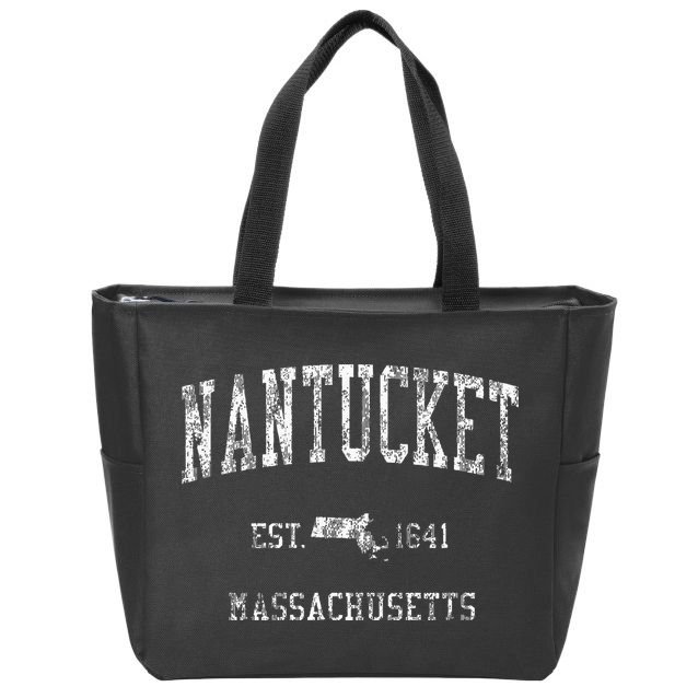 Nantucket Masachusetts Ma Vintage Sports Zip Tote Bag