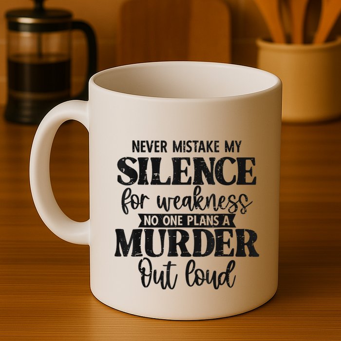 Never Mistake My Silence For Weakness No One Plans A Murder Mug