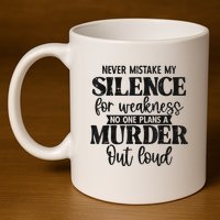 Never Mistake My Silence For Weakness No One Plans A Murder 11oz C Handle Ceramic Mug
