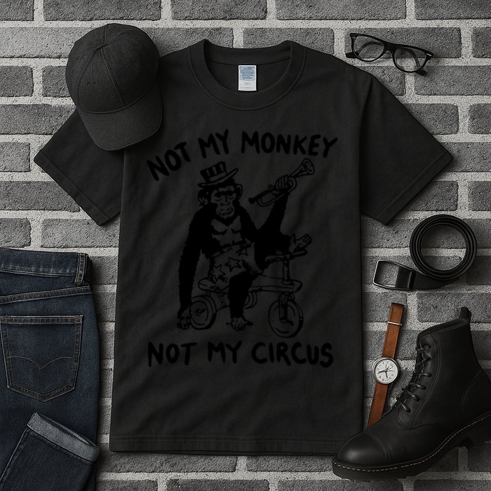 Not My Monkey Not My Circus Funny Cycling Monkey Trumpet Tall T-Shirt