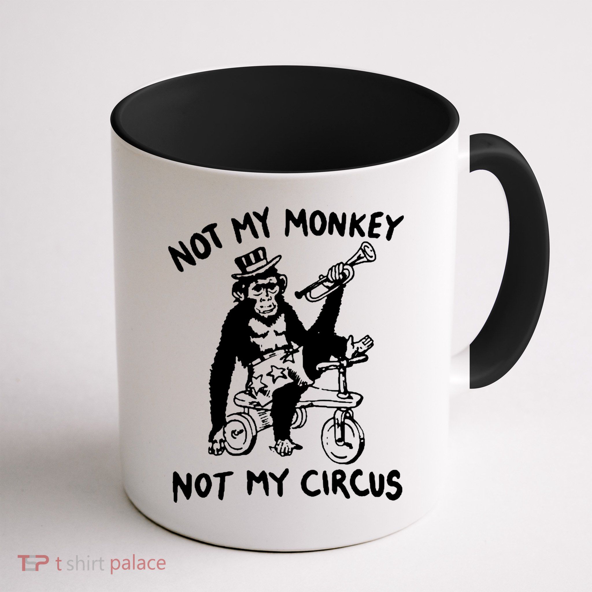 Not My Monkey Not My Circus Funny Cycling Monkey Trumpet Mug