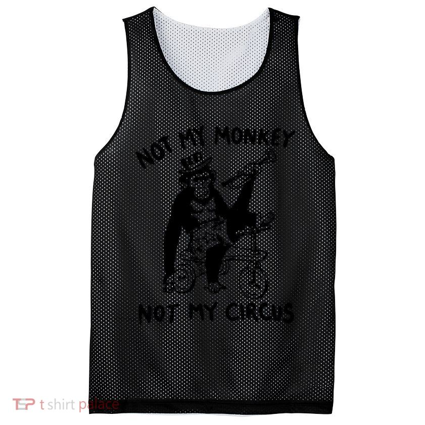 Not My Monkey Not My Circus Funny Cycling Monkey Trumpet Mesh Reversible Basketball Jersey Tank