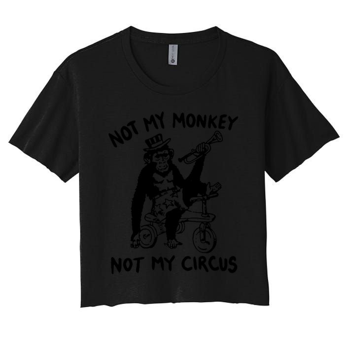 Not My Monkey Not My Circus Funny Cycling Monkey Trumpet Crop Top