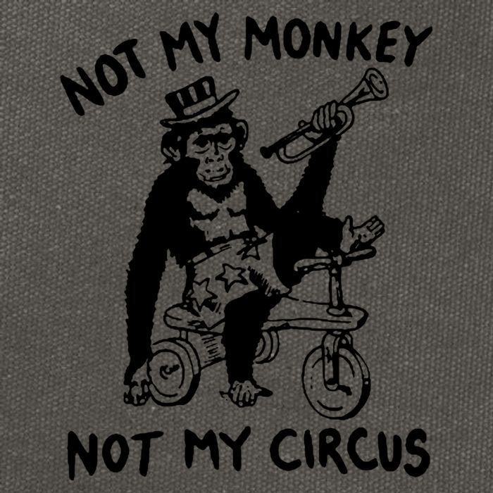 Not My Monkey Not My Circus Funny Cycling Monkey Trumpet Cotton Canvas Backpack