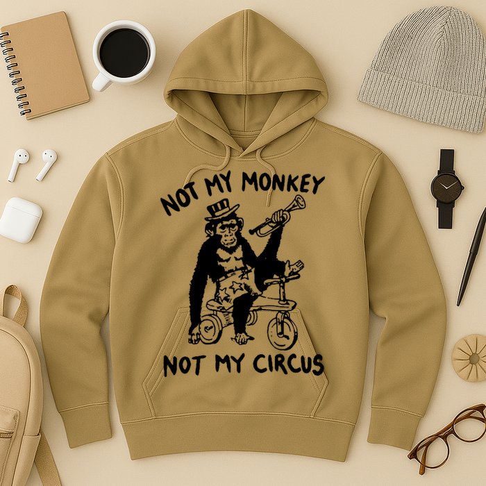 Not My Monkey Not My Circus Funny Cycling Monkey Trumpet Hoodie