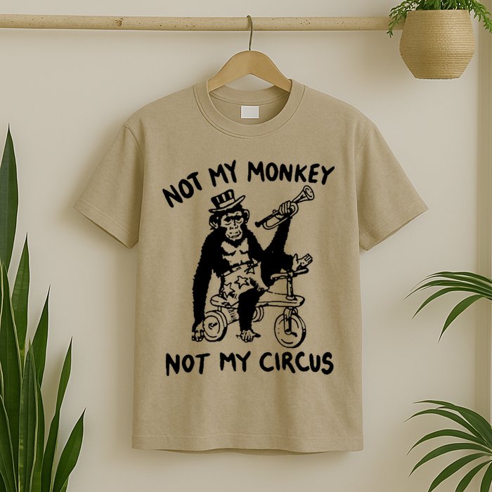 Not My Monkey Not My Circus Funny Cycling Monkey Trumpet T-Shirt