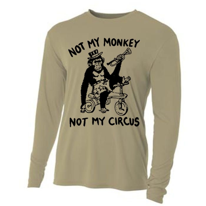 Not My Monkey Not My Circus Funny Cycling Monkey Trumpet Cooling Performance Long Sleeve Crew