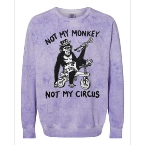 Not My Monkey Not My Circus Funny Cycling Monkey Trumpet Colorblast Crewneck Sweatshirt