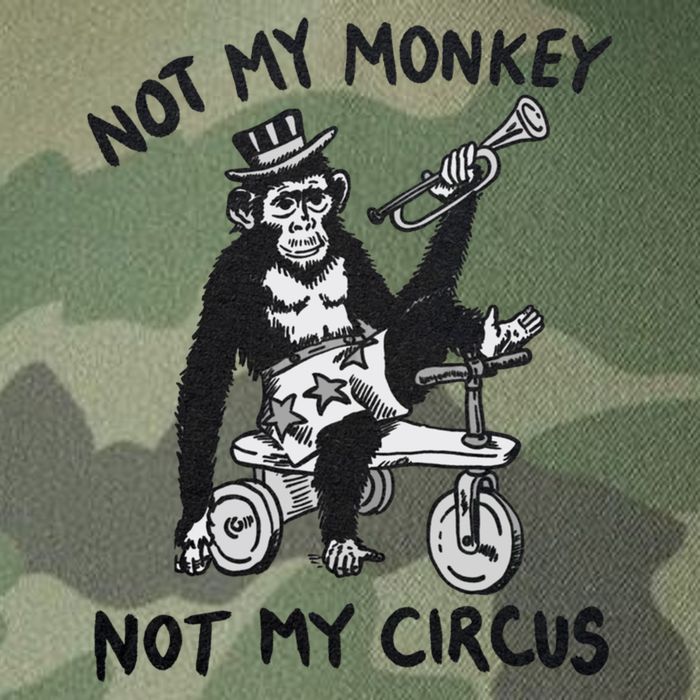 Not My Monkey Not My Circus Funny Cycling Monkey Trumpet Legacy Tie Dye Trucker Hat